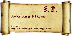 Bodenburg Miklós névjegykártya